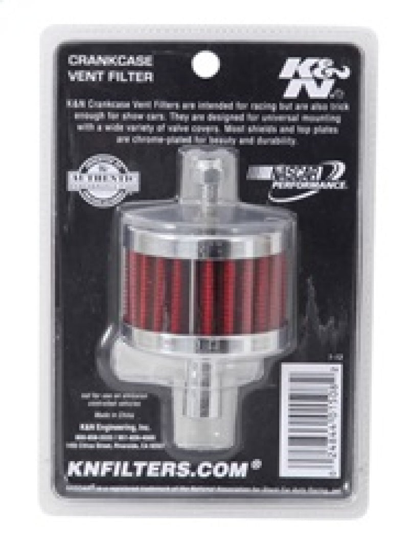 K&N Steel Base Crankcase Vent Filter 0.5in Vent OD x 2in OD x 1.5in Height 62-1100
