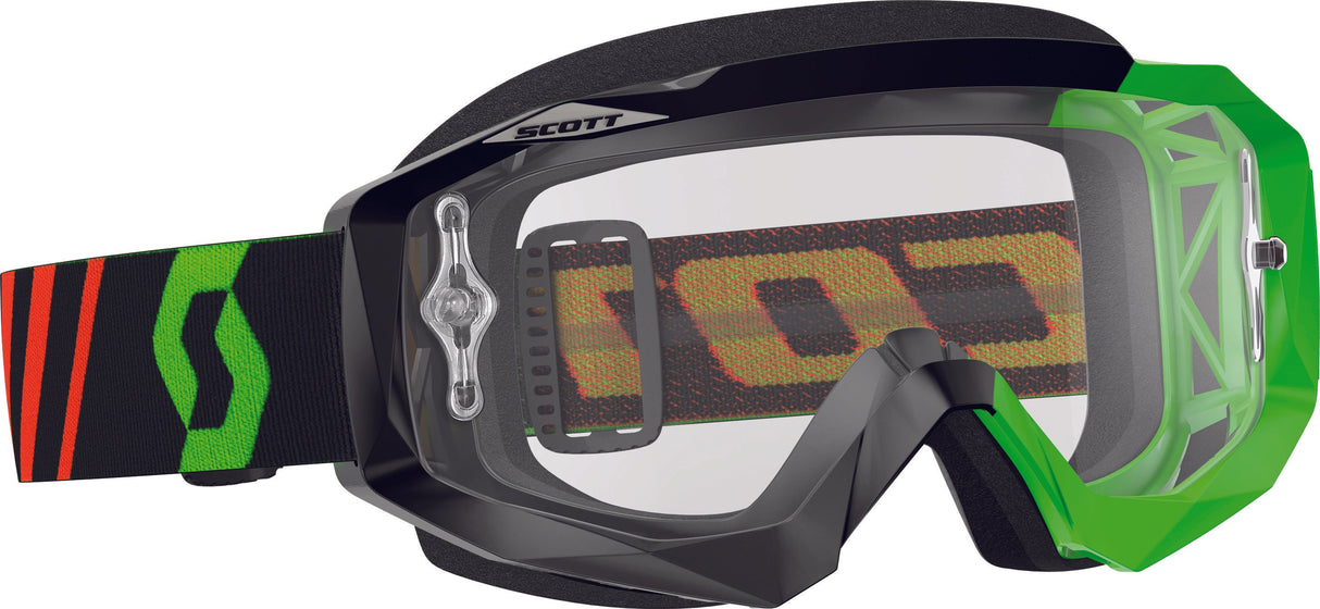 SCOTT Hustle Mx Goggle Blk/Flo Grn W/Clear Works Lens 246430-5401113