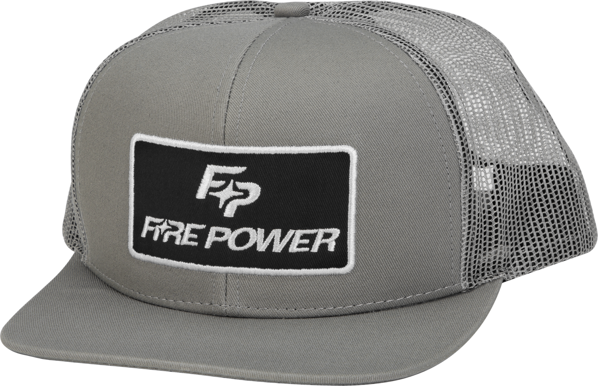 FIRE POWER Flat Bill Patch Hat Grey 99-8106