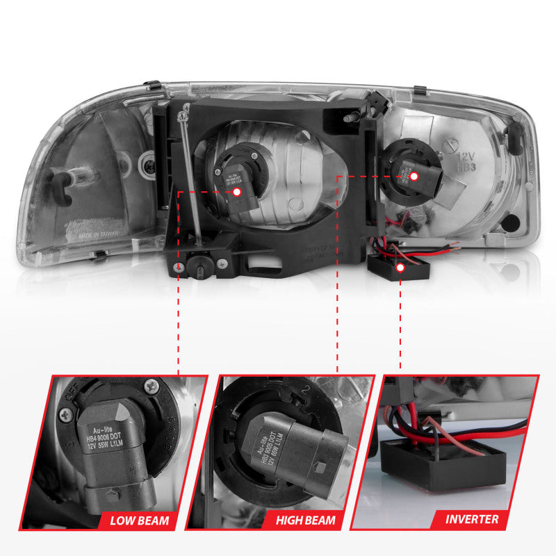 Anzo 99-17 GMC Sierra/Denali Headlights Chrome Amber (w/C Light Bars) 111523