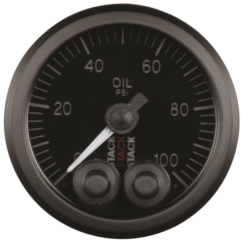Autometer Stack Instruments Pro Control 52mm 0-100 PSI Oil Pressure Gauge - Black (1/8in NPTF Male) ST3502