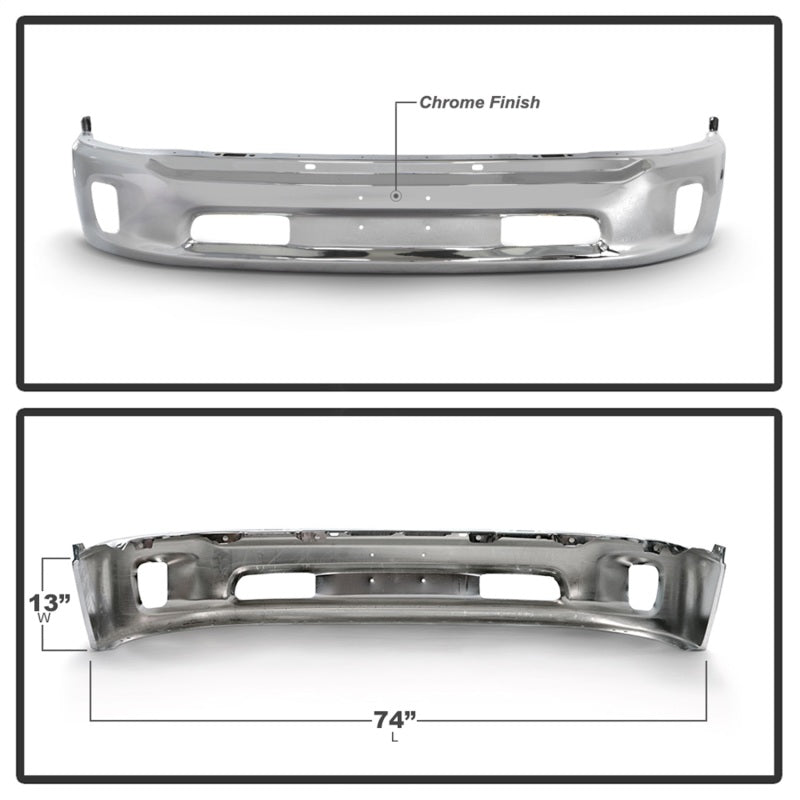 Spyder Dodge Ram 1500 13-18 Bottom w/o Sensor w/Fog Light Hole Front Bumper-Chrome (OEM 68160853AB) 9948503