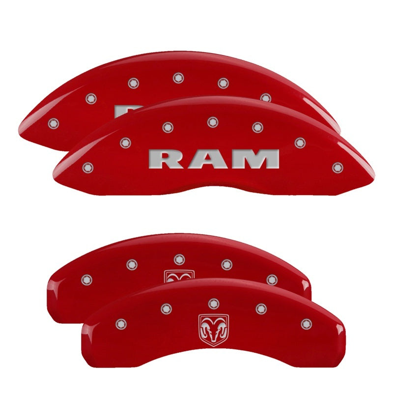 MGP 4 Caliper Covers Engraved Front RAM Engraved Rear RAMHEAD Red finish silver ch 55001SRMHRD