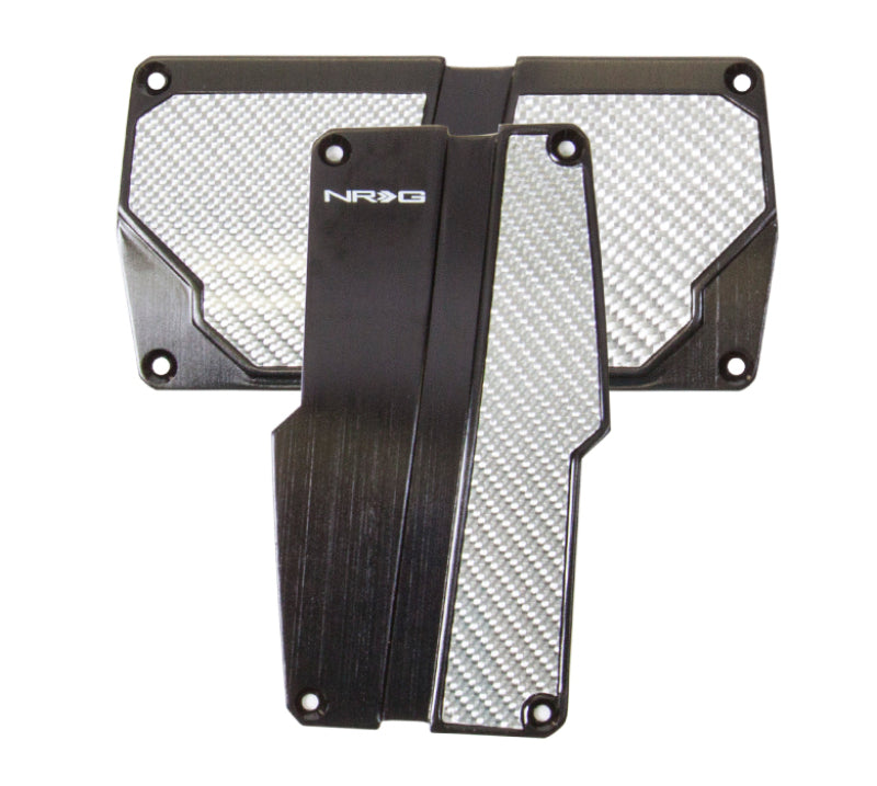 NRG Brushed Aluminum Sport Pedal A/T - Black w/Silver Carbon PDL-150BK