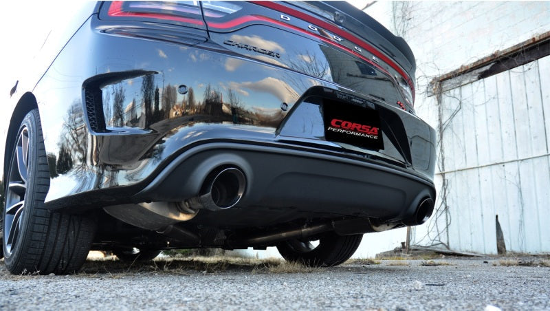Corsa 15-16 Dodge Charger SRT/Scat Pack/R/T 6.4L Black Xtreme Cat-Back Exhaust 14996BLK