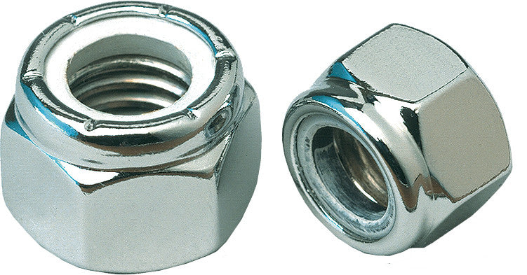 CY-CHROME 3/8"-24 Lock Nuts Chrome Sae 2/Pk MCS196