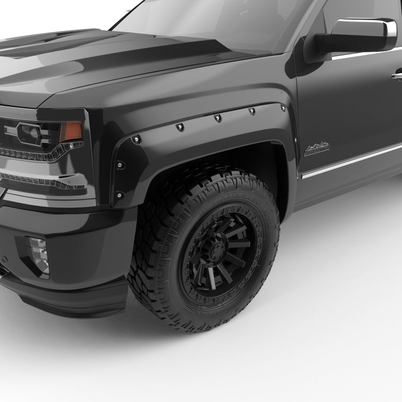 EGR 14+ Chev Silverado 6-8ft Bed Bolt-On Look Color Match Fender Flares - Set - Black 791574-GBA
