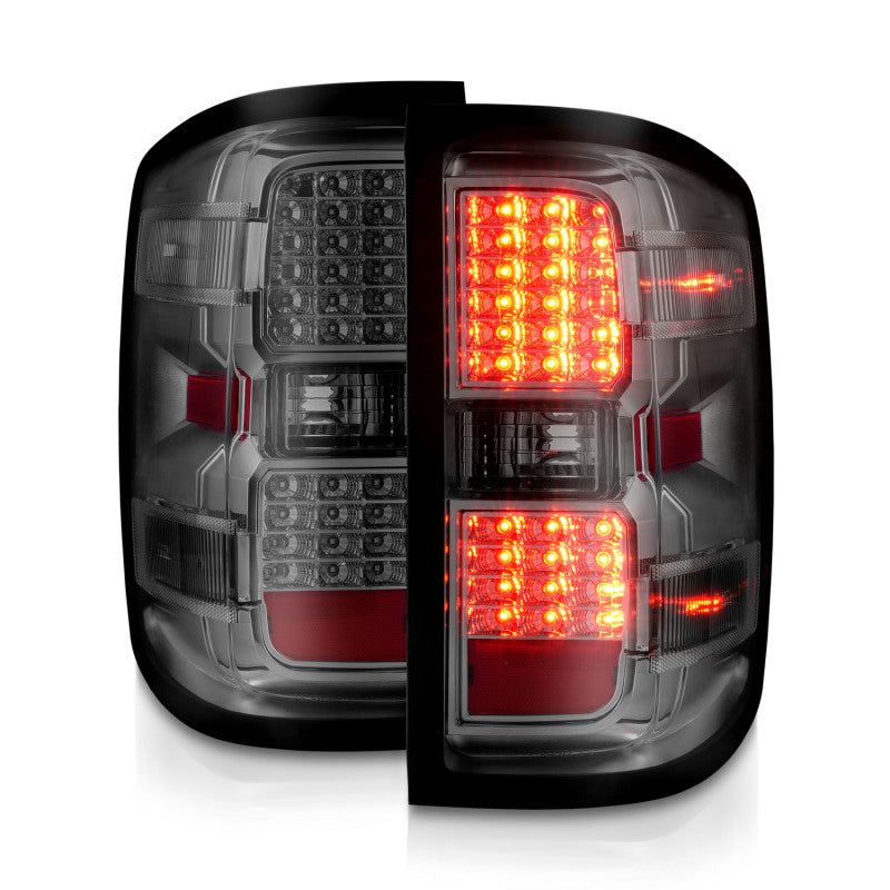 ANZO 15-19 Chevy Silverado 2500HD/3500HD (Factory Halogen Only) LED Tail Lights Smoke w/Clear Lens 311424