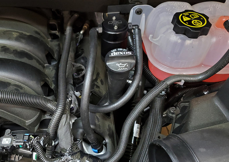 J&L 19-24 Chevrolet Silverado/GMC Sierra 1500 5.3L V8 Driver Side Oil Separator 3.0 - Black Anod 3086D-B