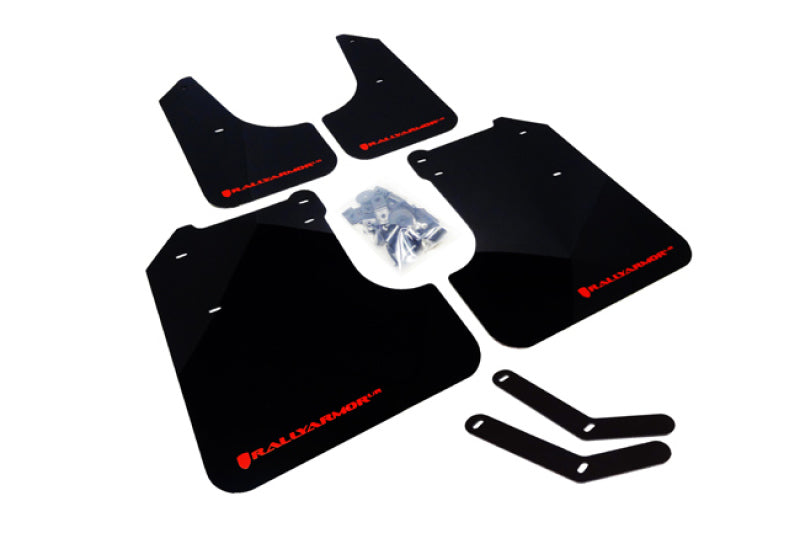 Rally Armor 08-10 Subaru WRX (Hatch & Sedan) / 08-11 Impreza 2.5i Black UR Mud Flap w/ Red Logo MF6-UR-BLK/RD
