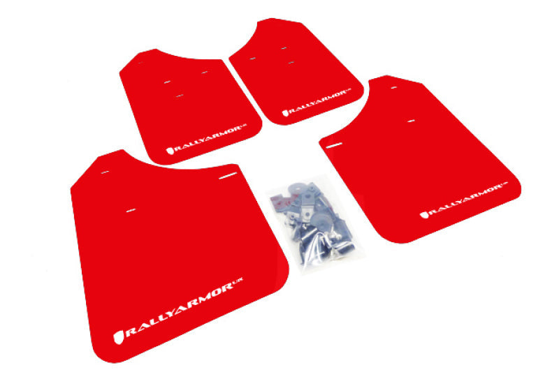Rally Armor 02-07 Subaru WRX/STI/RS/2.5i (wagons req mod) UR Red Mud Flap w/ White Logo MF1-UR-RD/WH
