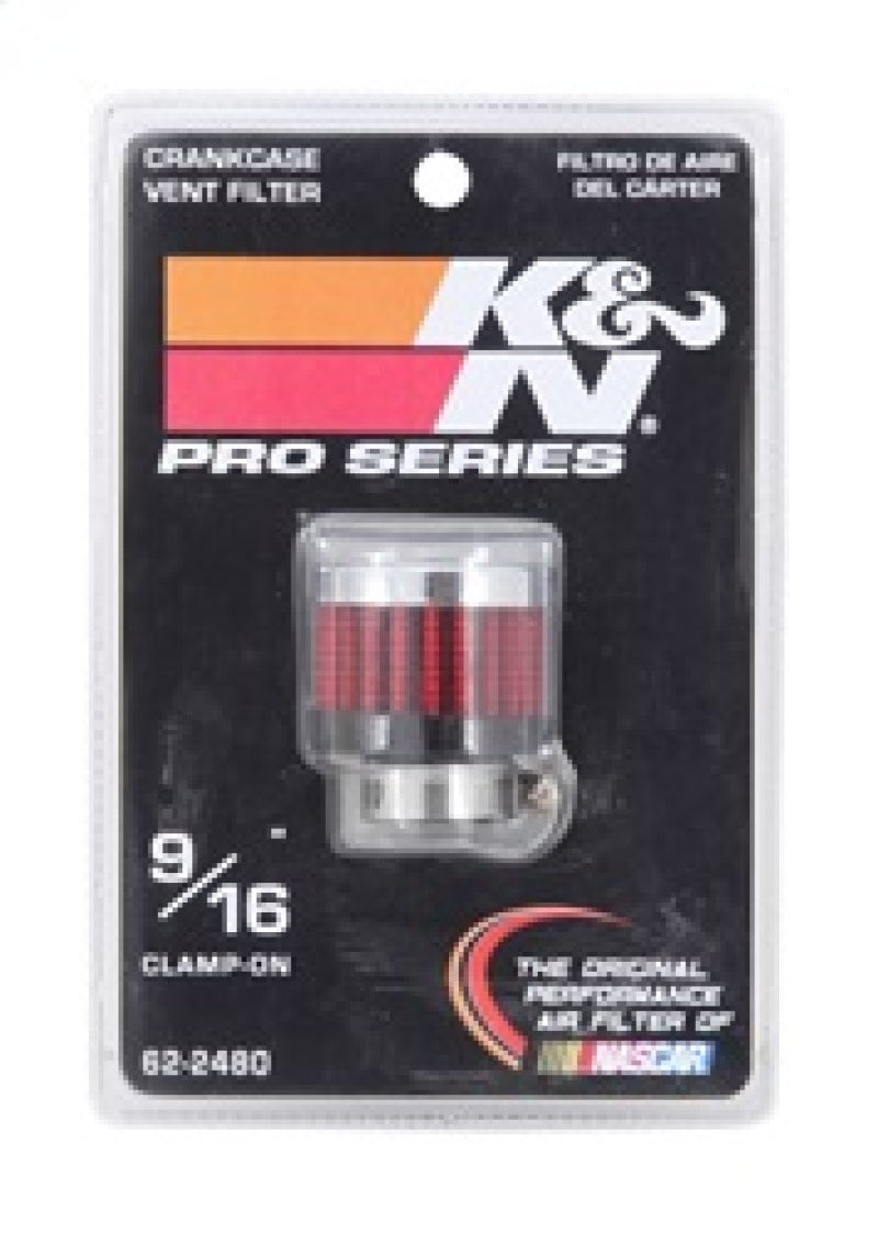 K&N Rubber Base Crankcase Vent Filter - 0.55in Flange ID 1.375in OD 1.125in Height 62-2480
