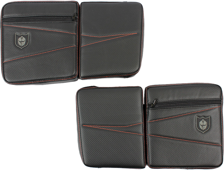 PRO ARMOR Rear Door Knee Pads With Storage Orange Stitching P144054OR