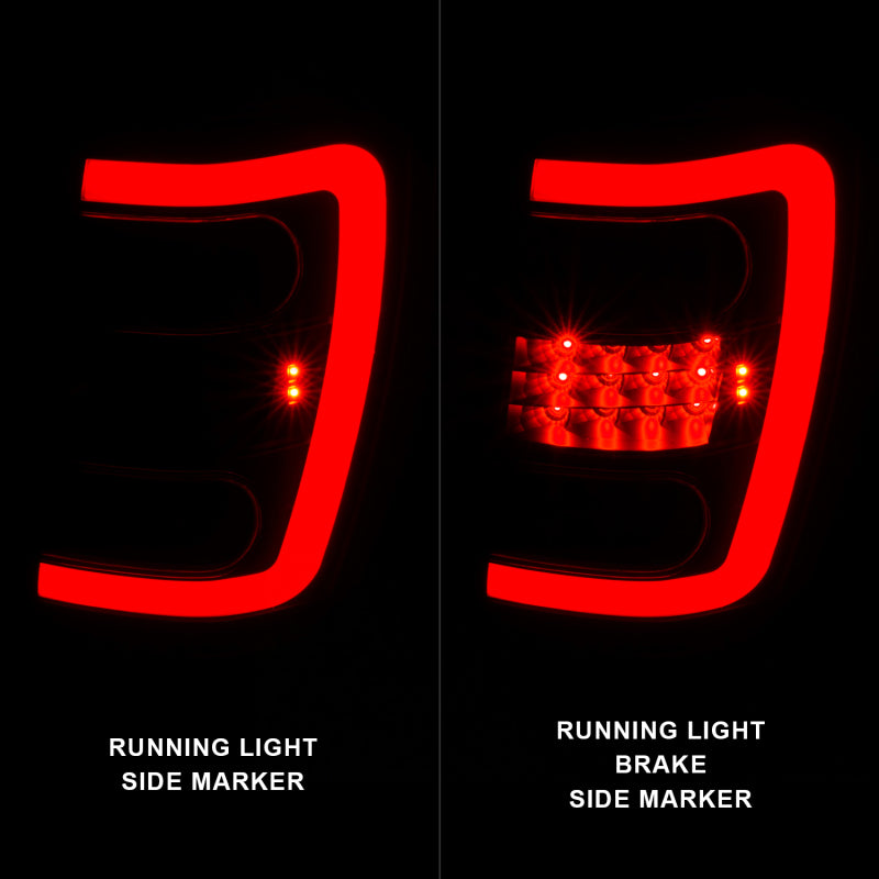 ANZO 1999-2004 Jeep Grand Cherokee LED Tail Lights w/ Light Bar Black Housing Smoke Lens 311395