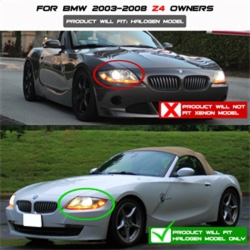 Spyder BMW Z4 03-08 Projector Headlights Halogen Model Only - LED Halo Black PRO-YD-BMWZ403-HL-BK 5029072