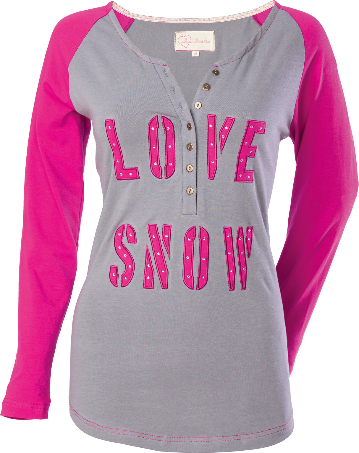 DSG Love Snow L/S Henley Grey/Fuchsia 4x 97386