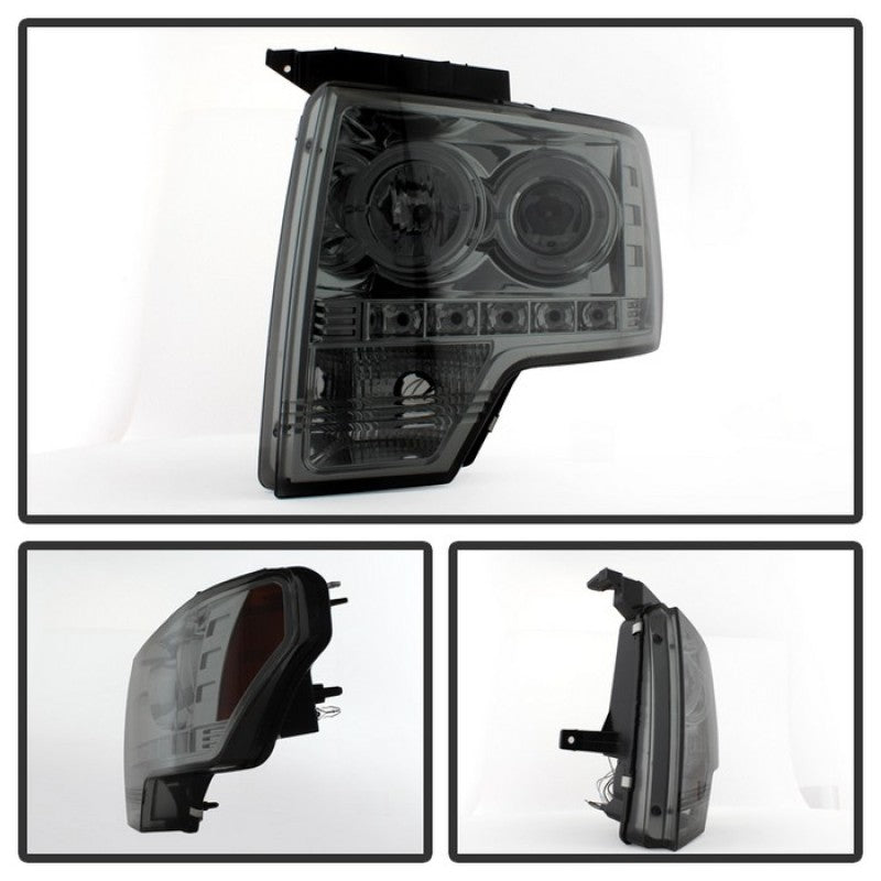 Spyder Ford F150 09-14 Projector Headlights Halogen Model- LED Halo LED Smke PRO-YD-FF15009-HL-SM 5010254
