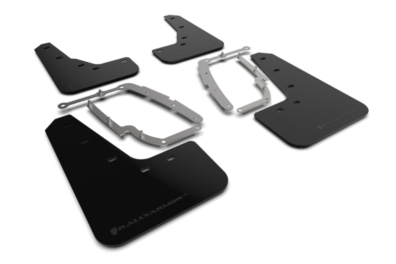 Rally Armor 17-22 Tesla Model 3 Black UR Mud Flap - Metallic Black Logo MF62-UR-BLK/MBK
