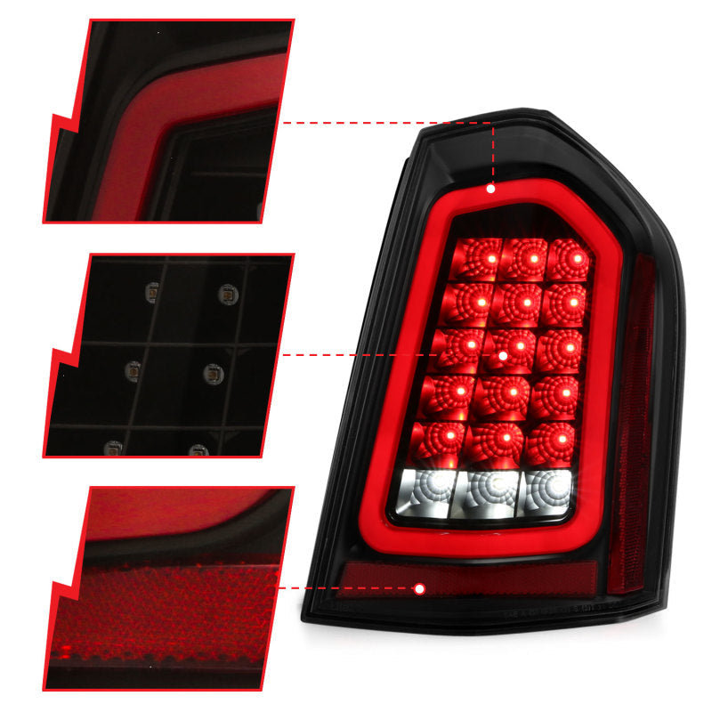 ANZO 11-14 Chrysler 300 LED Taillights Black w/ Sequential 321343