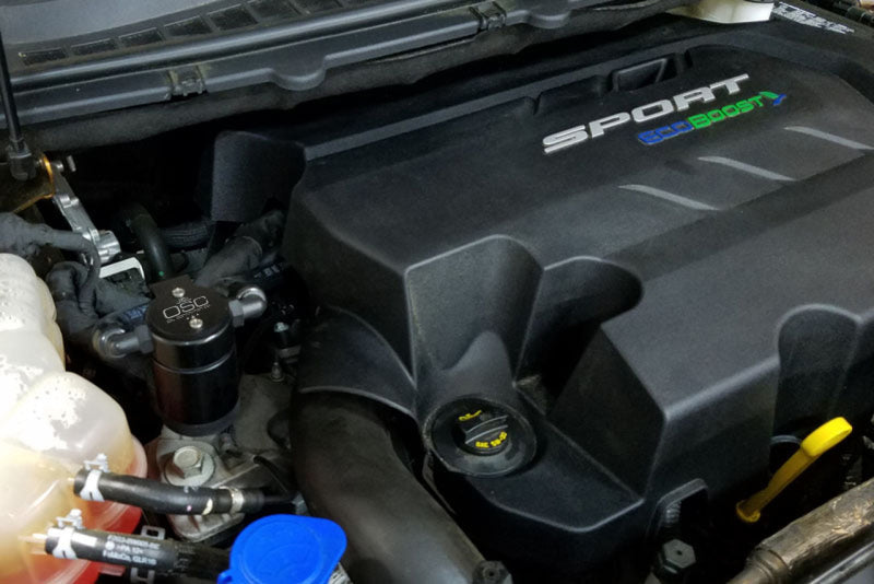 J&L 2015-2023 Ford Edge Sport/ST Passenger Side Oil Separator 3.0 - Black Anodized 3031P-B