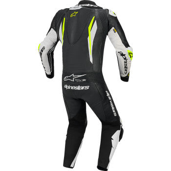 ALPINESTARS GP Tech v5 1-Piece Leather Suit - Black/White/Yellow Fluo - US 44 / EU 54 3150226-125-54