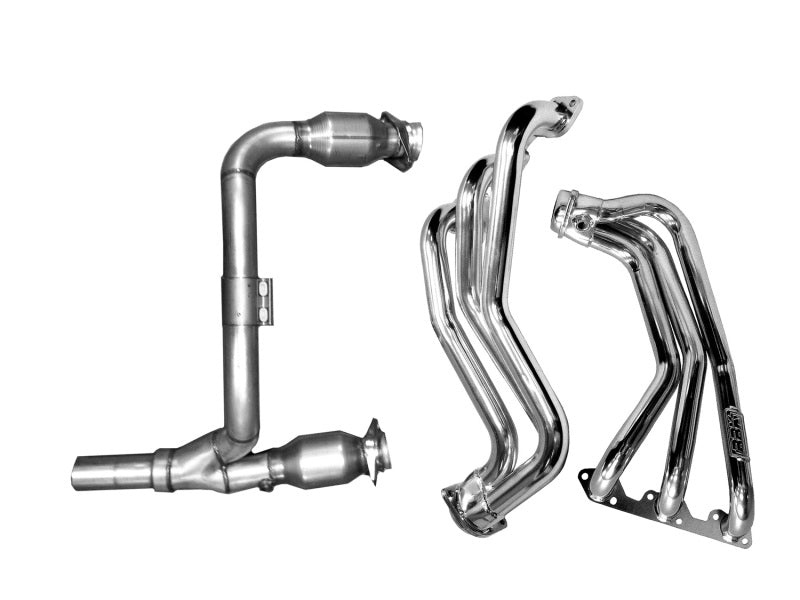 BBK 07-11 Jeep 3.8 V6 Long Tube Exhaust Headers And Y Pipe And Converters - 1-5/8 Silver Ceramic 40500