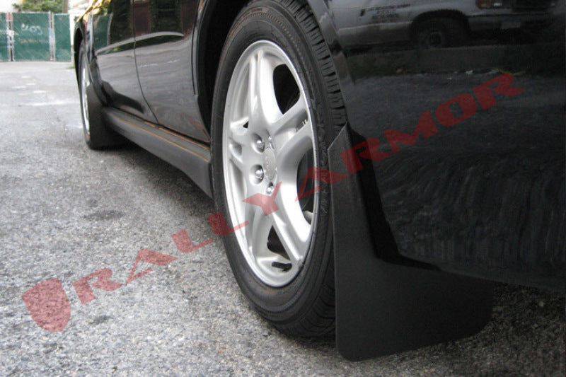 Rally Armor 02-07 Subaru WRX/STI/RS/2.5i (wagons req mod) Basic Black Mud Flap w/ Black Logo MF1-BAS-BLK