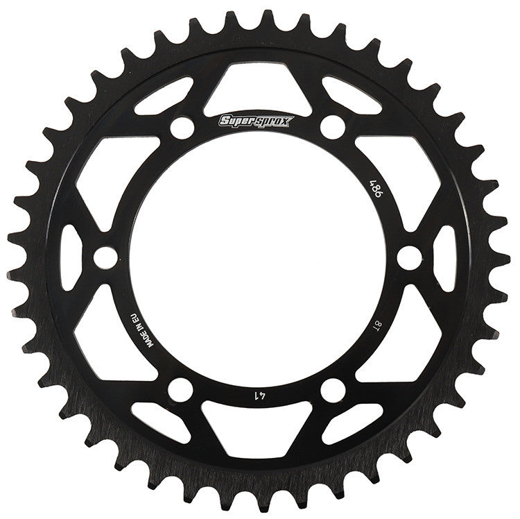 SUPERSPROX Rear Edge Sprocket Steel 41t-520 Blk Hon/Kaw/Suz/Yam RFA-486-41-BLK