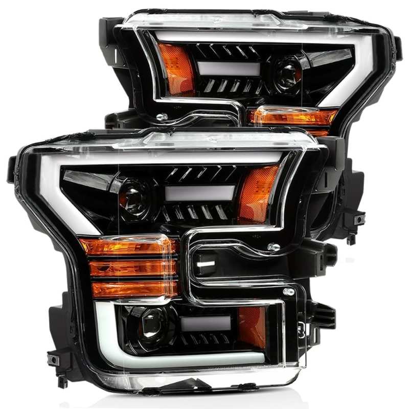 AlphaRex 15-17 Ford F-150 PRO-Series Proj Headlights Plank Style Gloss Blk w/Activ Light/Seq Signal 880158