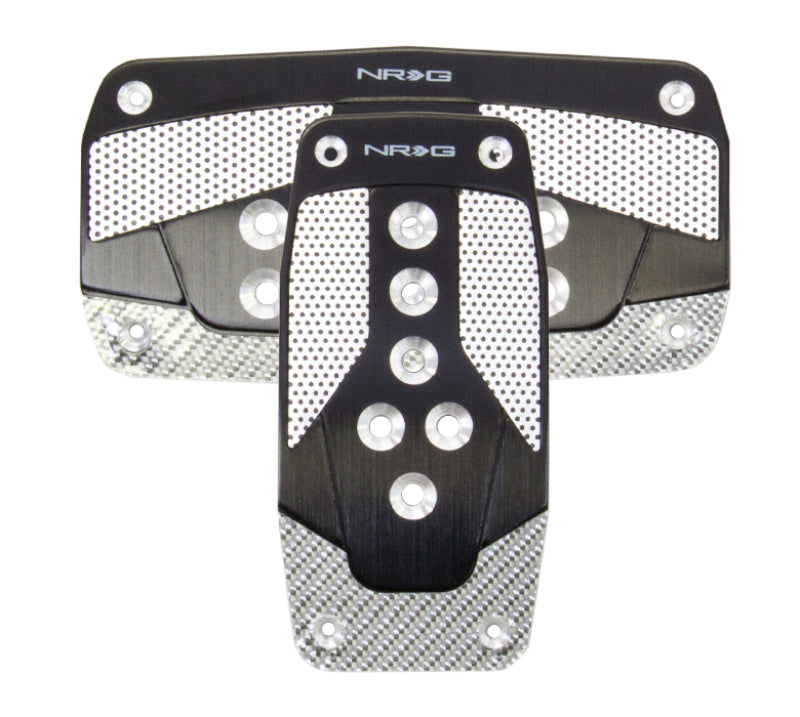 NRG Aluminum Sport Pedal A/T - Black w/Silver Carbon PDL-450BK
