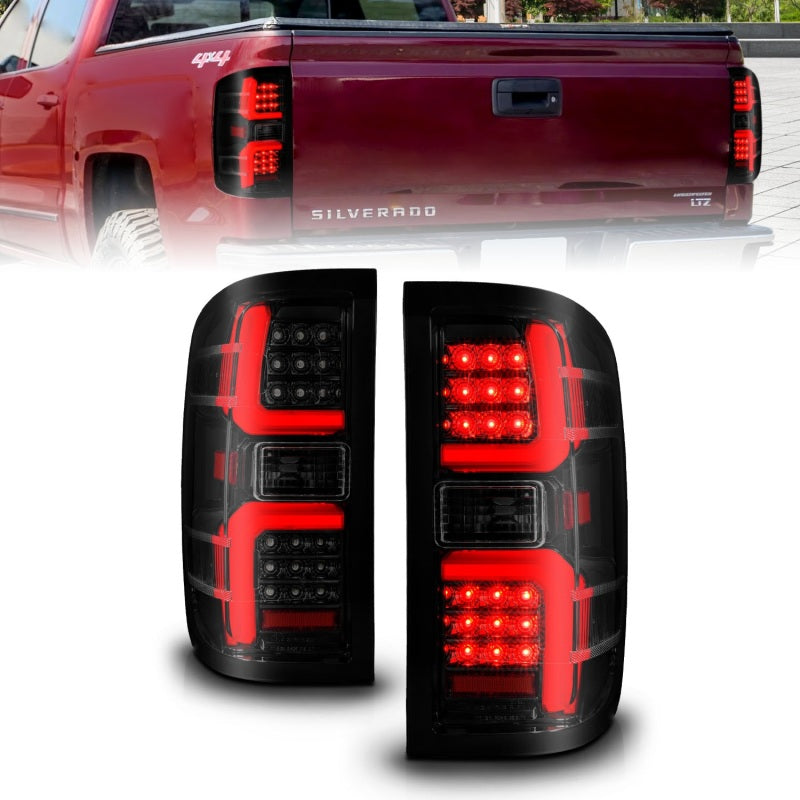 ANZO 15-19 Chevrolet Silverado 2500 HD/3500 HD LED Taillight w/ Sequential Black Housing/Smoke Lens 311451