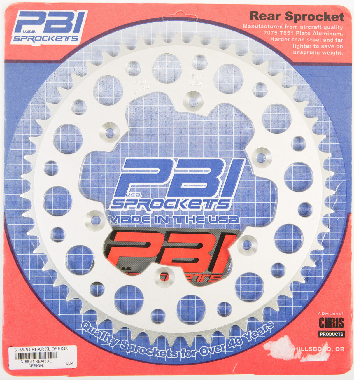 PBIRear Sprocket Aluminum 51t-520 Hon/Yam3156-51-3