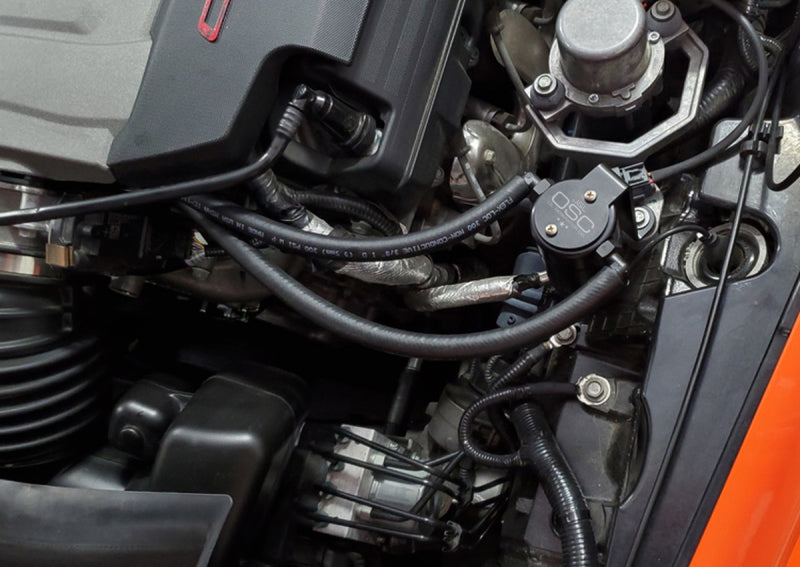 J&L 14-19 Chevrolet Corvette LT1 6.2L Driver Side Oil Separator 3.0 - Black Anodized 3087D-B