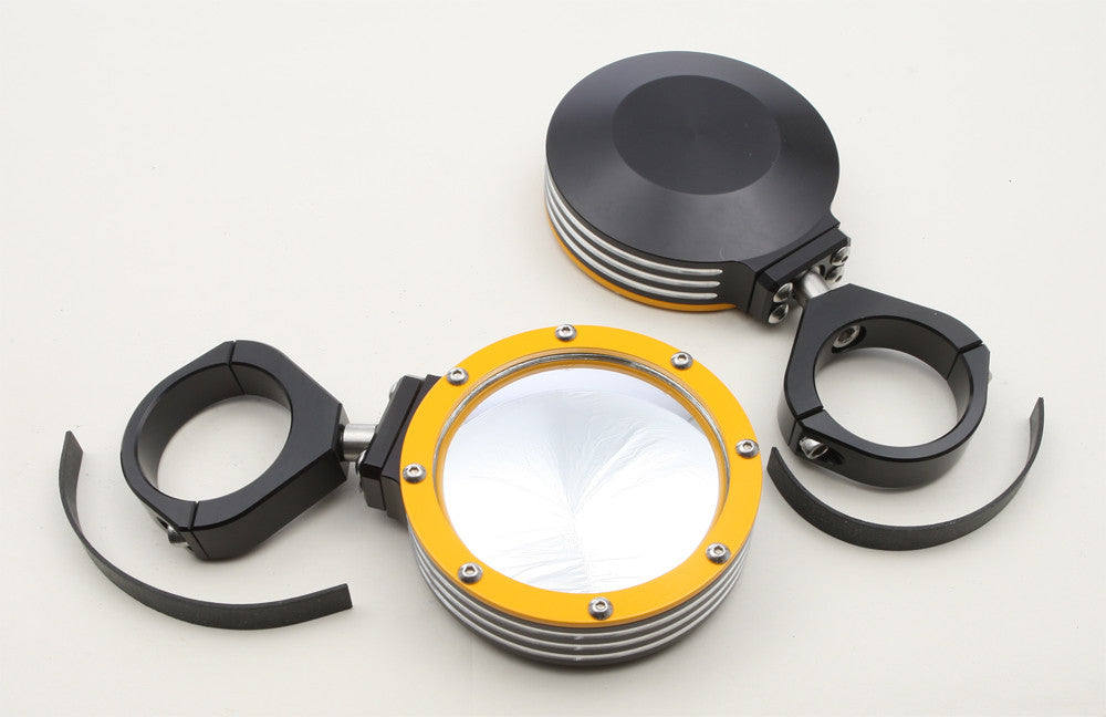 MODQUADBillet Side Mirrors Round W/Bezel Yellow 2"SIDE-2BEZ-Y