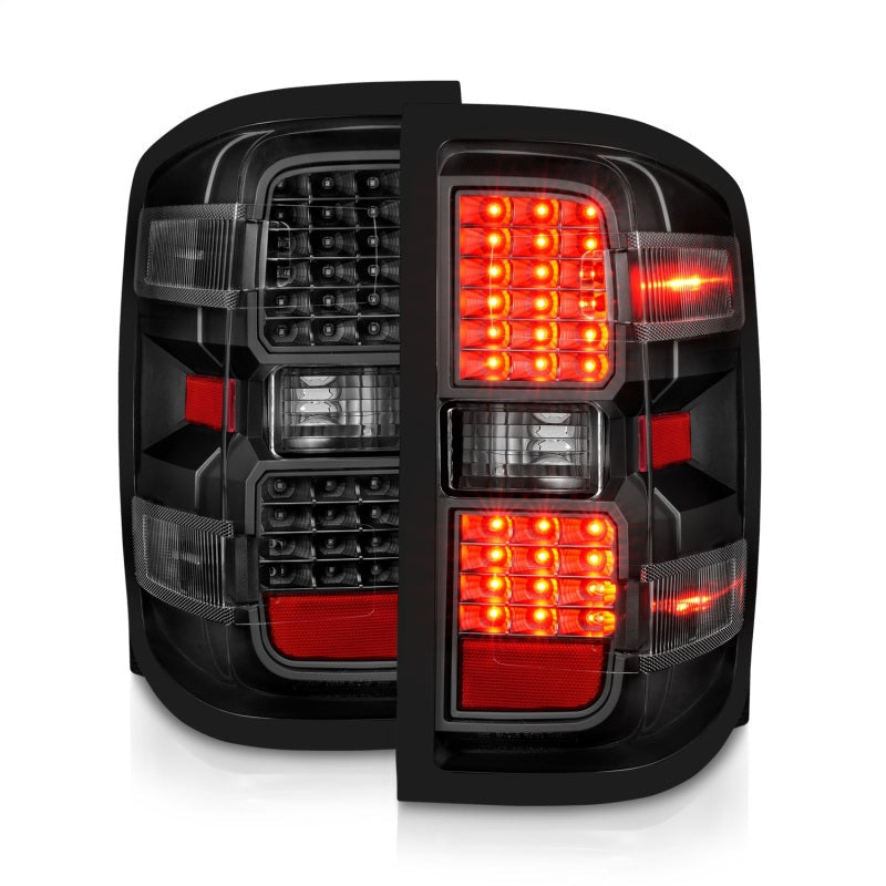 ANZO 15-19 Chevy Silverado 2500HD/3500HD (Factory Halogen Only) LED Tail Lights Black w/Clear Lens 311423