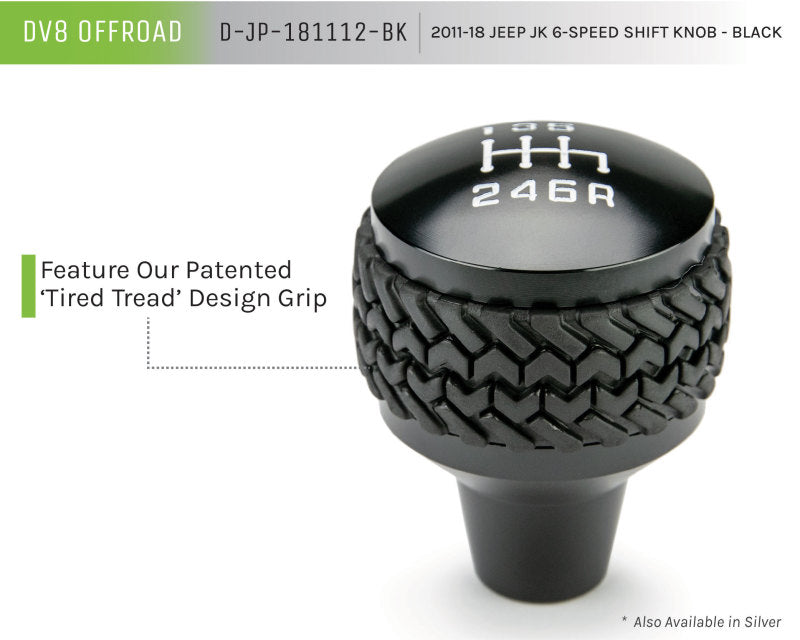 DV8 Offroad 2011-2018 Jeep JK 6-Speed Shift Knob Black D-JP-181112-BK