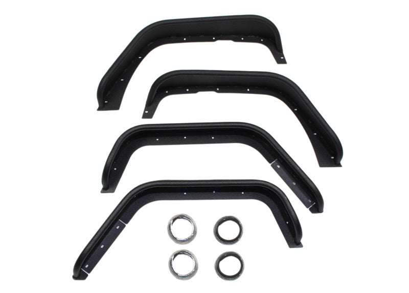 Fishbone Offroad 07-18 Jeep Wrangler Front/Rear Tube Fenders - Aluminum Blk Txtrd Pwdrcoat(Set Of 4) FB33006