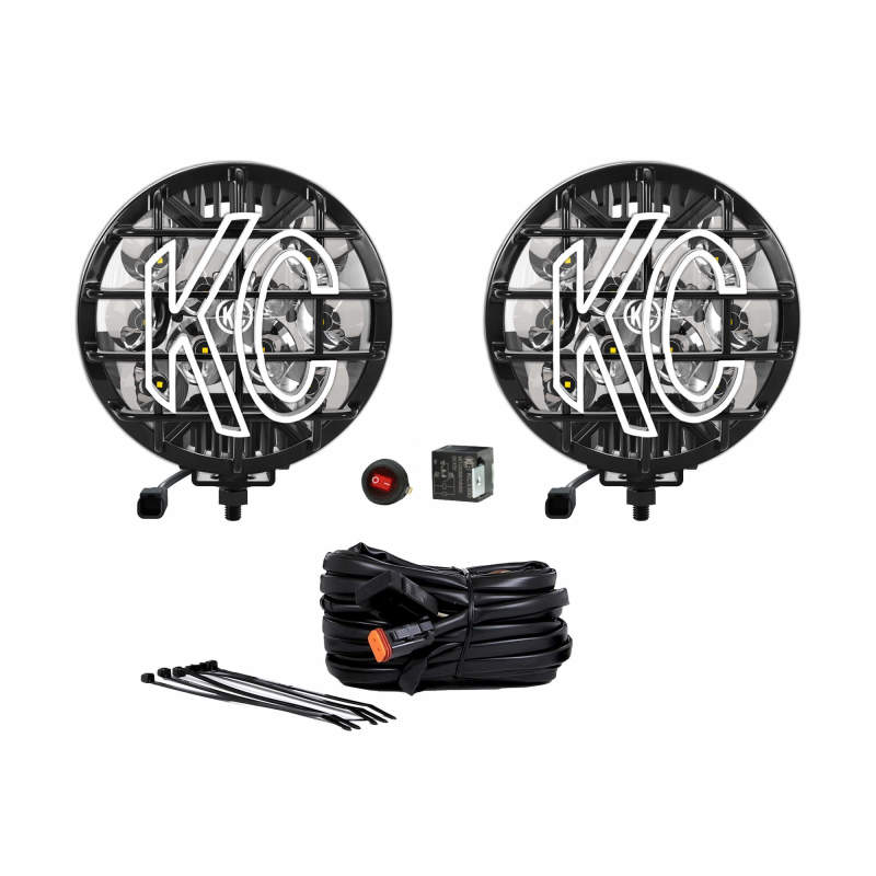 KC HiLiTES SlimLite 6in. LED Light 50w Spot Beam (Pair Pack System) - Black 100