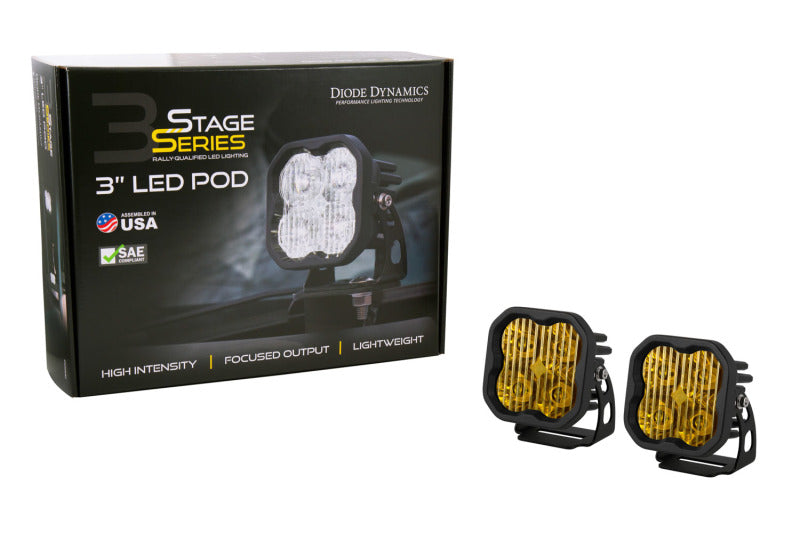 Diode Dynamics SS3 LED Pod Pro - Yellow SAE Fog Standard (Pair) DD6134P