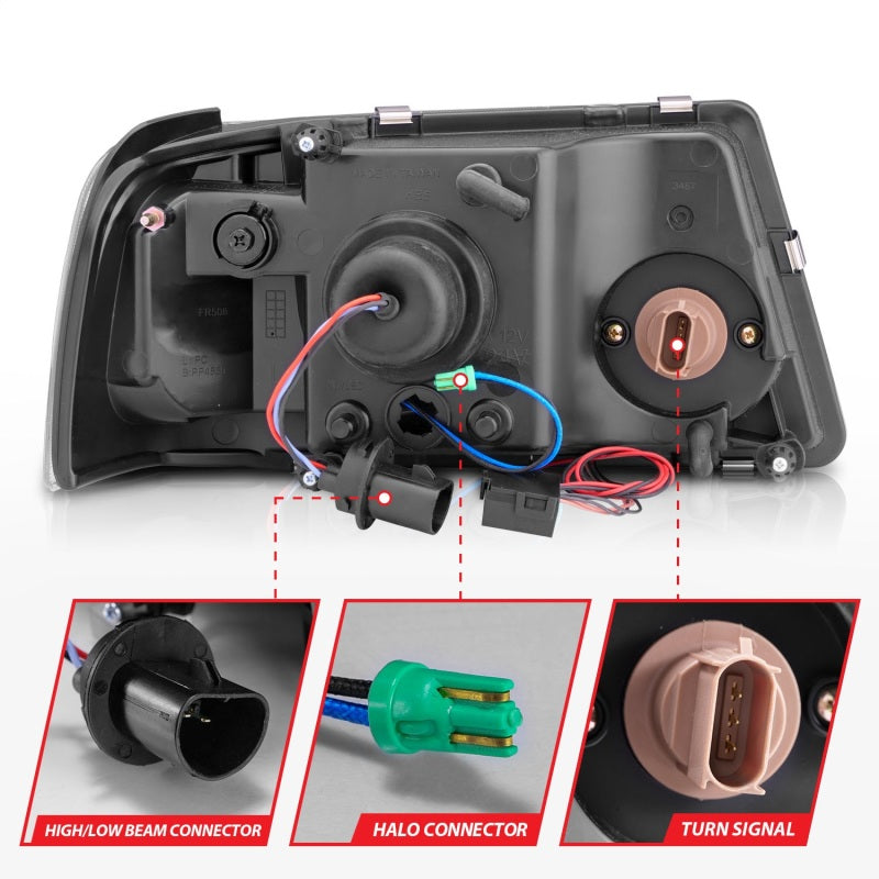 ANZO 2001-2011 Ford Ranger Projector Headlights w/ Halo Black (CCFL) 1 pc 111152