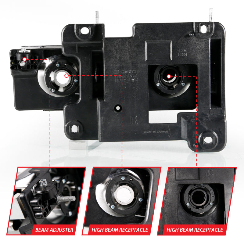 ANZO 1999-2000 Cadillac Escalade Crystal Headlights Light Bar Black Housing (Pair) 111498