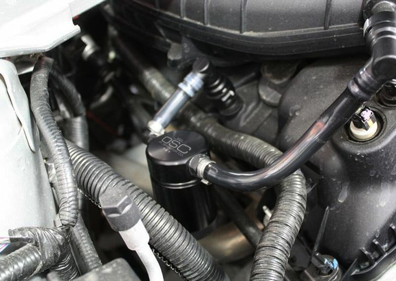 J&L 11-17 Ford Mustang V6 Passenger Side Oil Separator 3.0 - Black Anodized 3014P-B