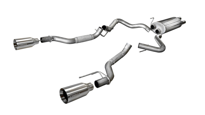 Corsa 2017 Ford F-150 Raptor 3.5L Sport Cat-Back Dual Rear Exit w/ 5in Satin Polished Tip 14397