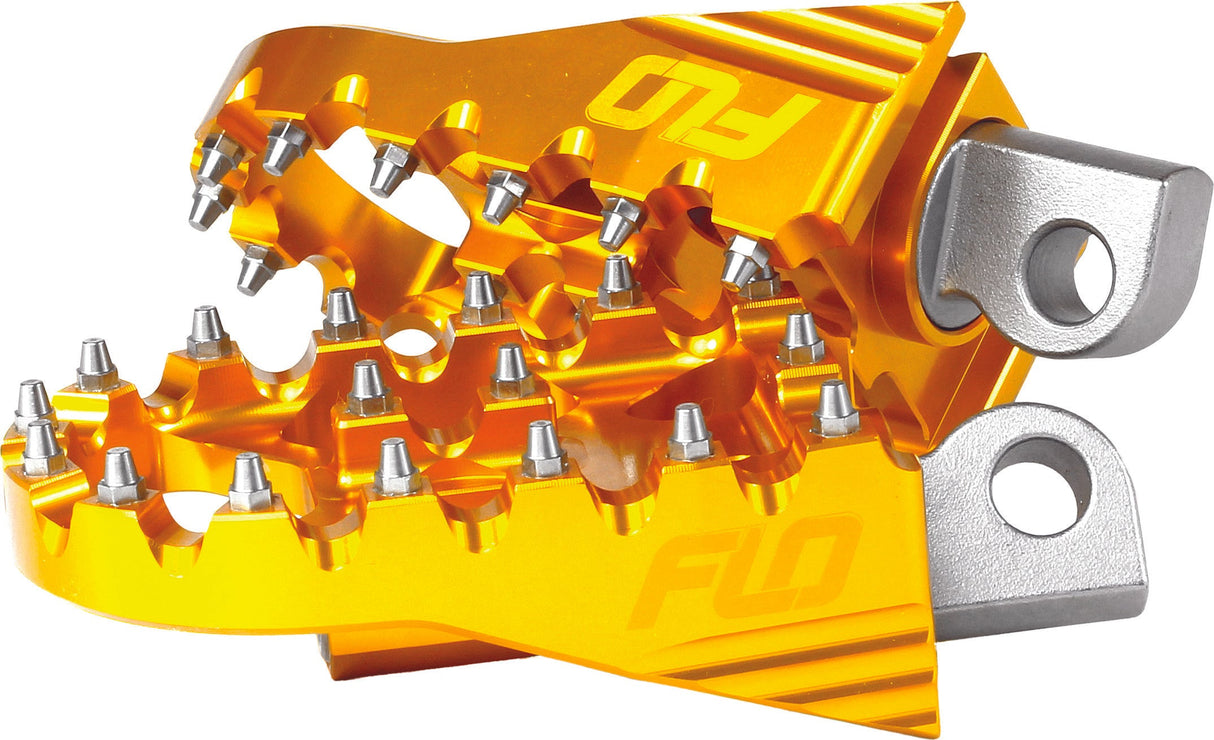 FLO MOTORSPORTS Moto Style Footpeg Set Gold 2"X3.125" FPEG-800GLD