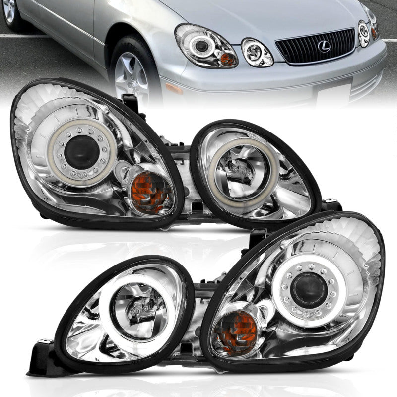 ANZO 1998-2005 Lexus Gs300 Projector Headlights w/ Halo Chrome 121143