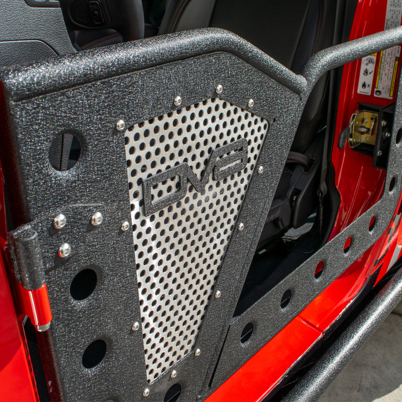 DV8 Offroad Jeep 18+ Wrangler JL / 20+ Gladiator JT Front Rock Doors w/ Perforated Aluminum Mesh RDJL-01F