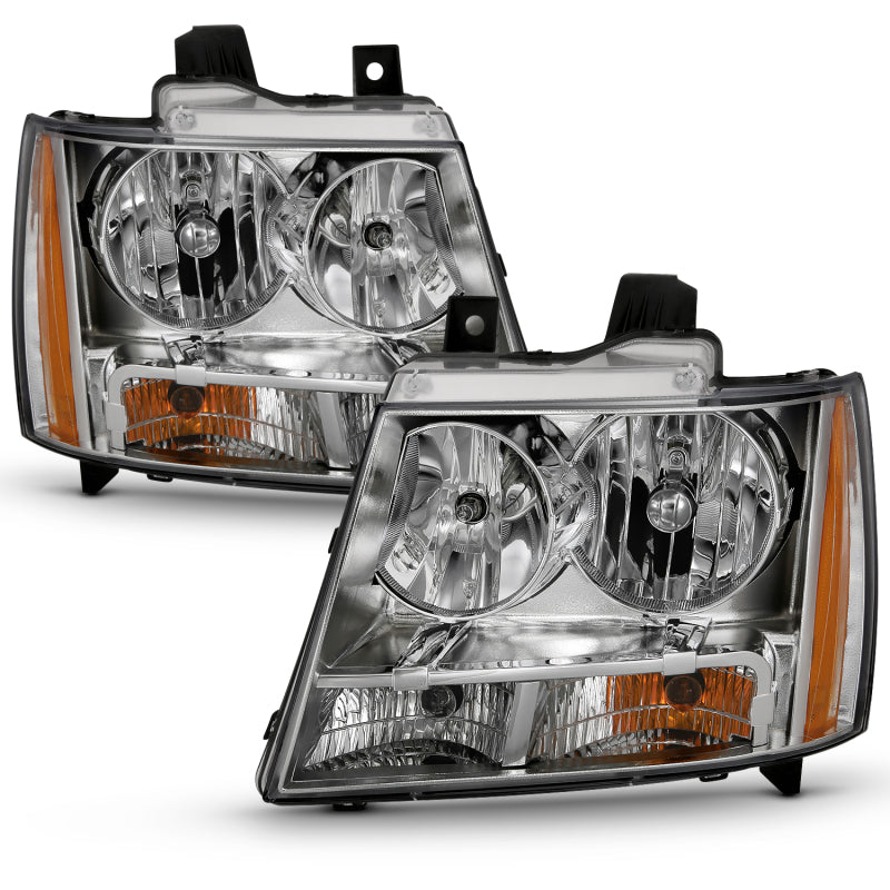 ANZO 2007-2014 Chevy TahOE Crystal Headlight Chrome Amber(OE) 111475