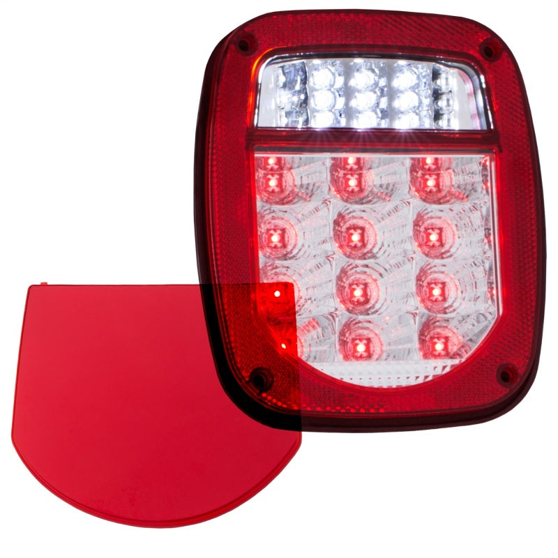 ANZO 1976-1985 Jeep Wrangler LED 2 Lens - Red/Clear, Chrome 861082