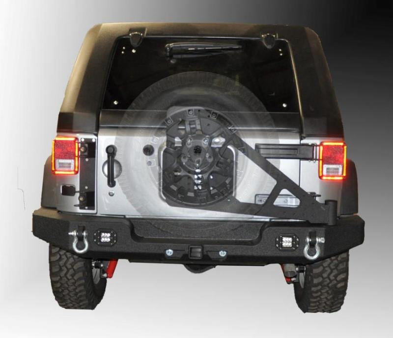 DV8 Offroad 07-18 Jeep Wrangler JK Full Length Rear Bumper w/ Light Holes RBSTTB-11