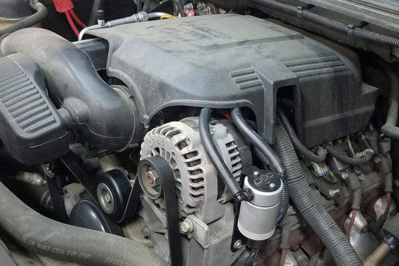 J&L 97-13 Chevy/GM Truck/SUV 4.8L/5.3L/6.0L/6.2L Driver Side Oil Separator 3.0 - Clear Anodized 3084D-C